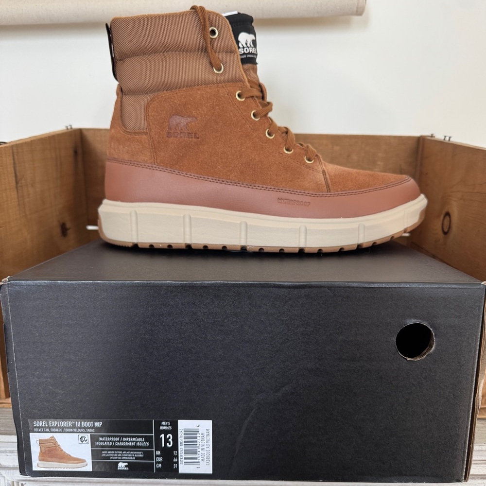 *SOLD* Men’s Sorel Explorer III Waterproof Boots Size 13 “Velvet Tan/Tobacco”